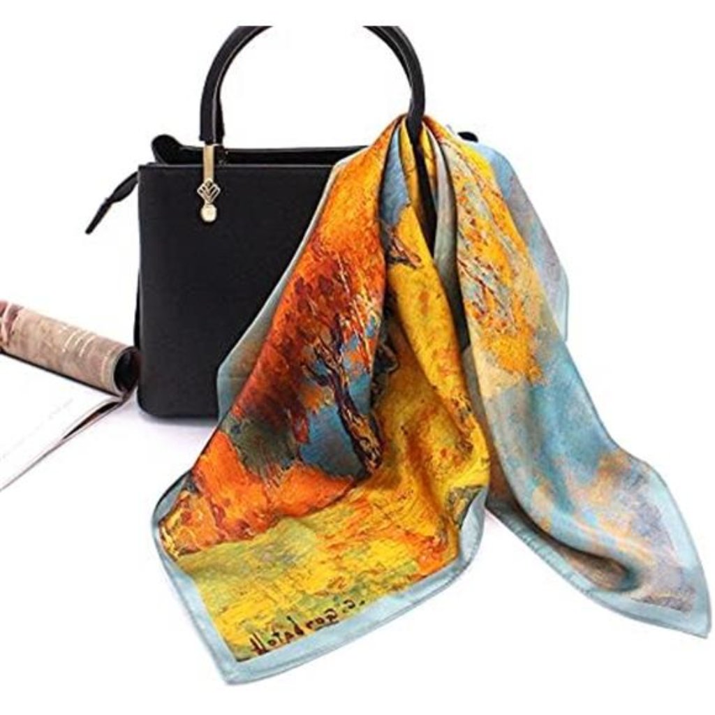 Hot 100 Mulberry Silk Scarf 21 Lightweight GoldBlue